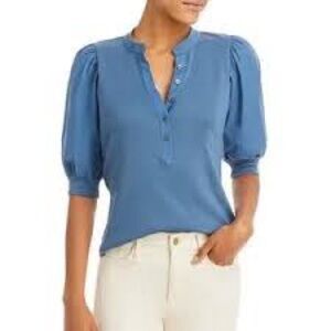 Veronica Beard Blue Puff Sleeve Blouse